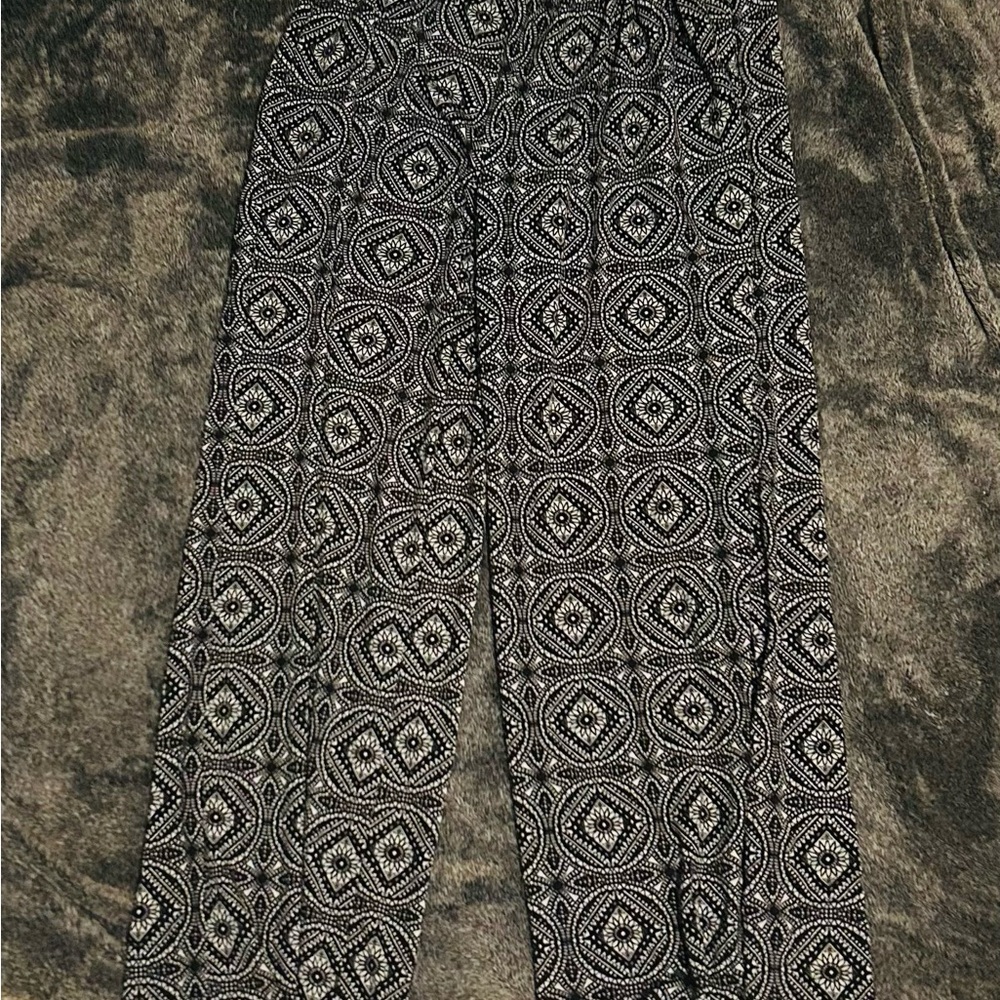 Elegant Black and White Patterned Women's Pants